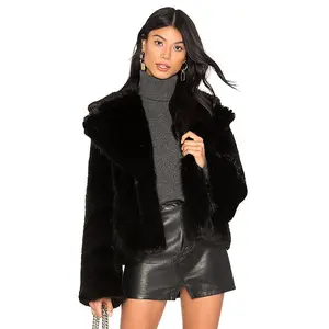 Unreal Fur Madam Butterfly Faux Fur Jacket in Jet Black