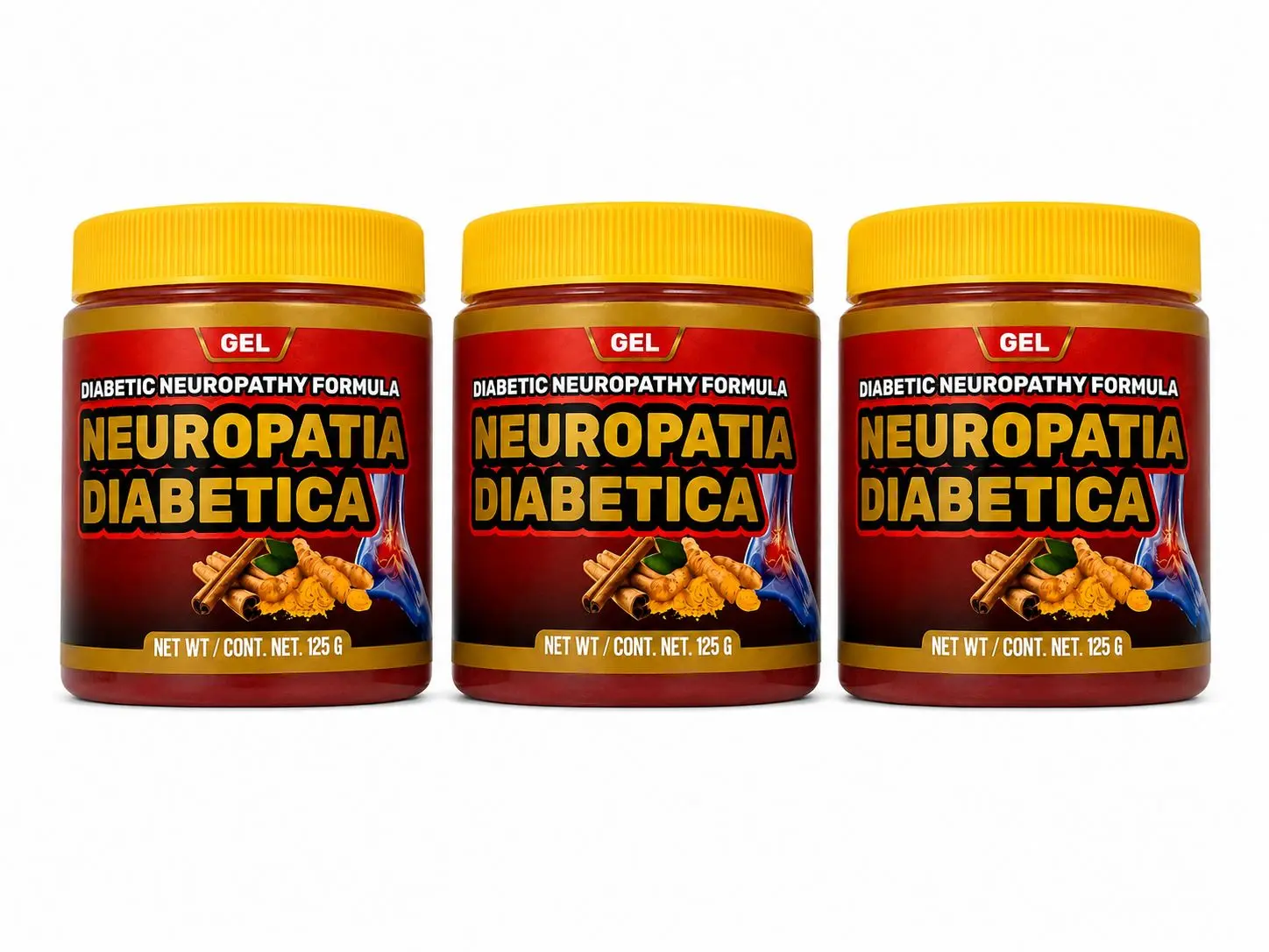 3 Pack combo Gel Neuropatia Diabetica 125 gr. Extra Fuerte La Mas Popular