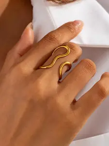 Irregular Line Design Cuff Ring, Geometric Design Ring, Fashion Accessories for Women & Girls, Casual Jewelry for Party, Daily Clothing Decor, Trendy All-match & Exquisite Jewelry for Birthday Gift