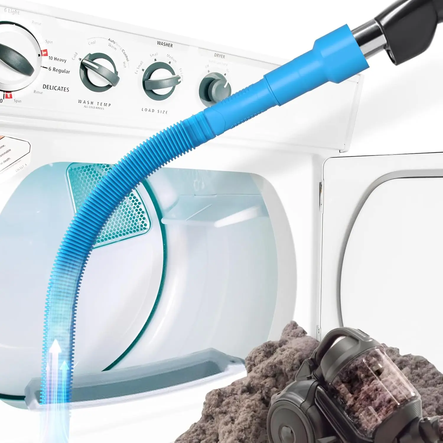 Dryer Vent Cleaner Kit Dryer Lint Vacuum Attachment Brush, Lint Remover, Dryer Vent Vacuum Hose Replacement Parts,Duct Cleaning,Blue