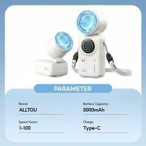 ALLTOU Portable Handheld High Speed Fan, 100-Speed Foldable Fan with 4000mAh & Display for Summer Travel, Vacation Essentials & Outdoor