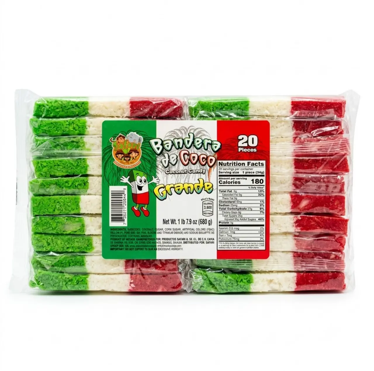GRANDE Safari Coconut Base Flag Candy, 20 Pieces