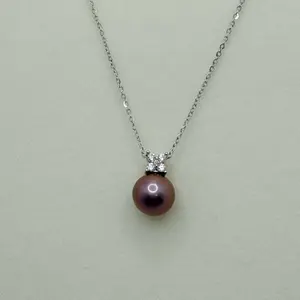 PEARLISM Edison Pearl Pendant Collection Freshwater Edison Pearl White Color/Purple Color（Free S925 Chain） (9-10mm)