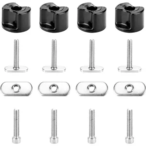 Track & Rail Mount Accessories for Kayak, Hardware Kit Includes Convertible Knobs, 1-1/2'' T Bolts, Track Nuts, 1-1/4'' Socket Head Cap Screws, All Standard 1/4-20 Thread, Black