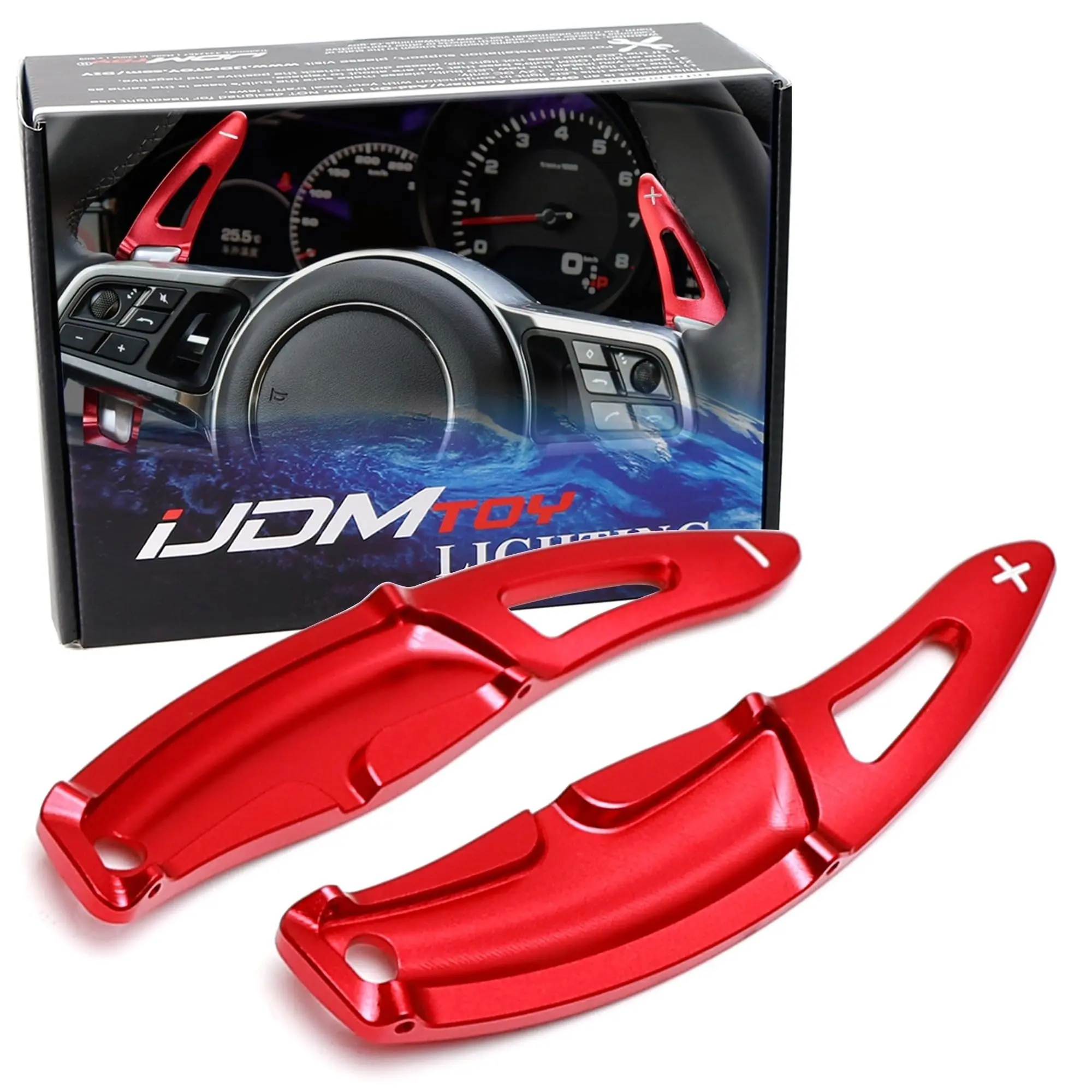 iJDMTOY Red CNC Billet Aluminum Large Paddle Extensions For Porsche Cayenne Macan Panamera 911 Cayman/Boxster 718