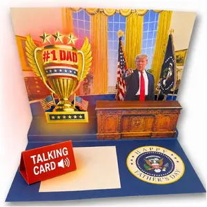 Talking Donald Trump Father's Day Card with Lights and Sound - Plays Trump's Real Voice - 3D Pop-Up Oval Office Scene - Fun Patriotic Collectible# A greeting card from a son, daughter, or mother to a father