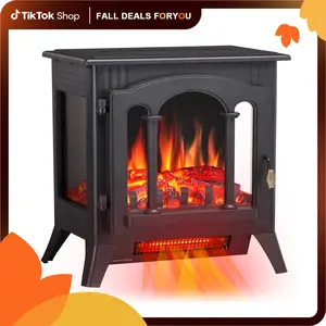 【Fall Deals For You】3D Infrared Electric Fireplace Stove, Freestanding Fireplace Heater Adjustable Brightness,Portable,Thermostat,Overheating Protection,ETL Certified,1000W/1500W(16 Inch)