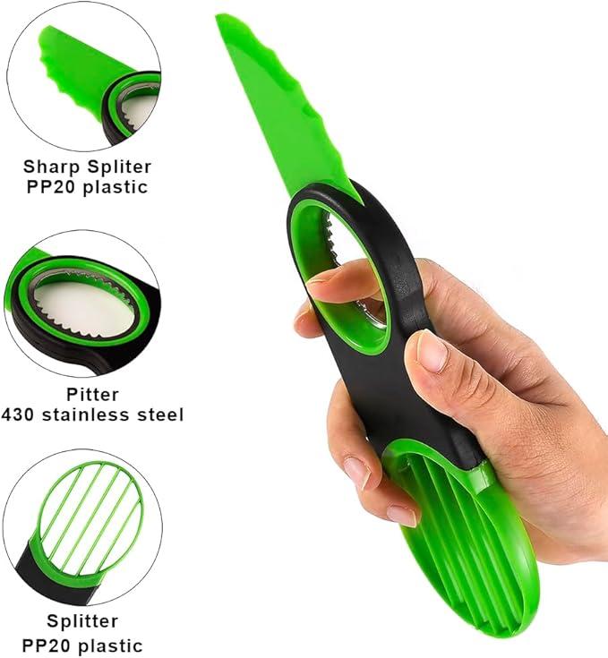 3-in-1 Avocado Slicer - Avocado Peeler | Cutter | Scooper Tool, Kitchen Gadgets Avocado Pit Remover Fruit & Vegetable Tools, for Other Fruits