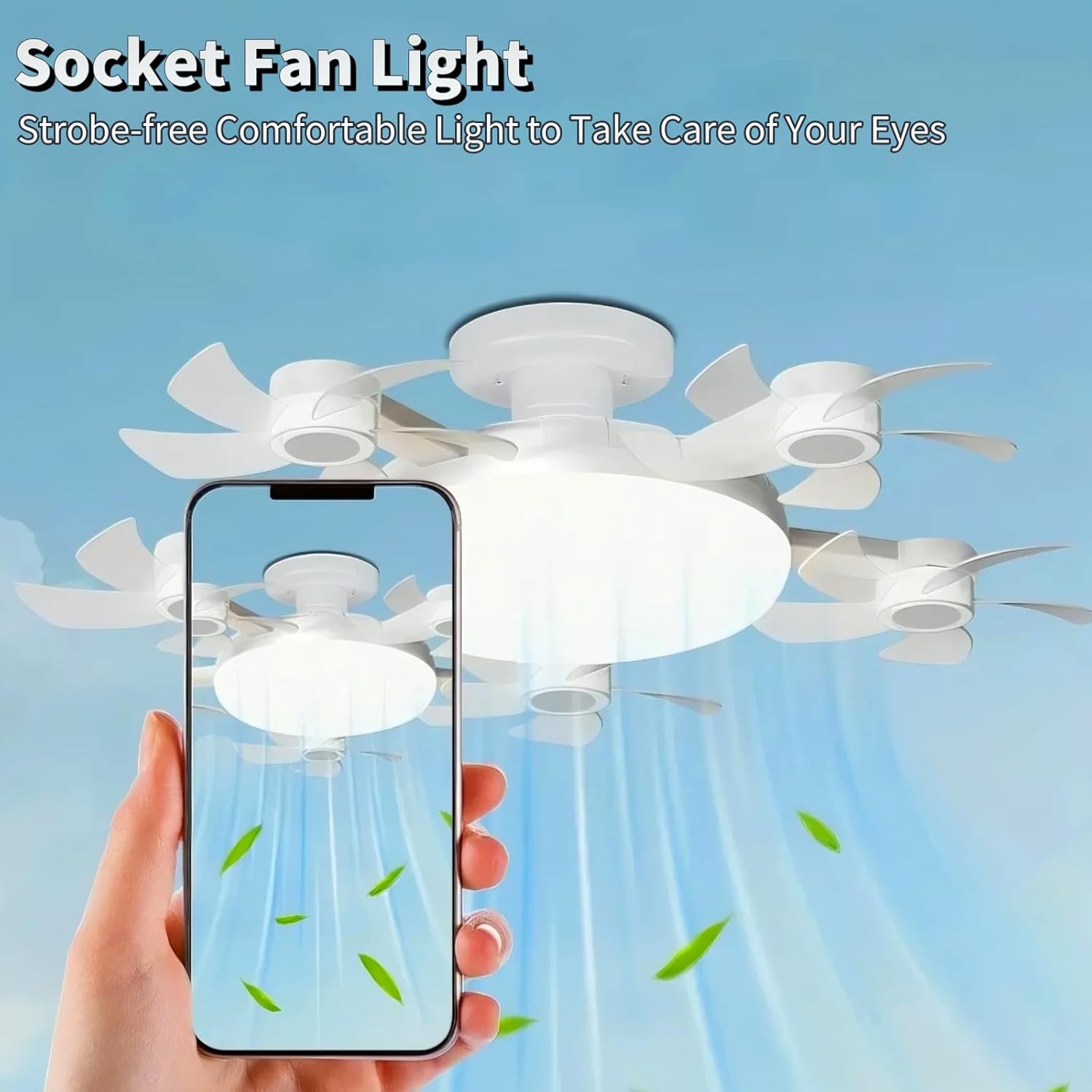 80W  Socket Fan Light Foldable LED Ceiling Fan Lamp with Remote Control 3‑Speed Wind No‑Strobe Eye‑Protective Light for Bedroom Living Room Home Decoration #ceilingfan #homedecor