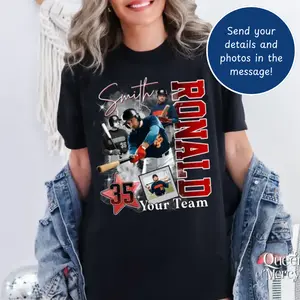 Personalized Player Name Photo Shirt, Custom Football Bootleg Player Sweatshirt, Basketball Tee, Baseball Dad Mom Apparel