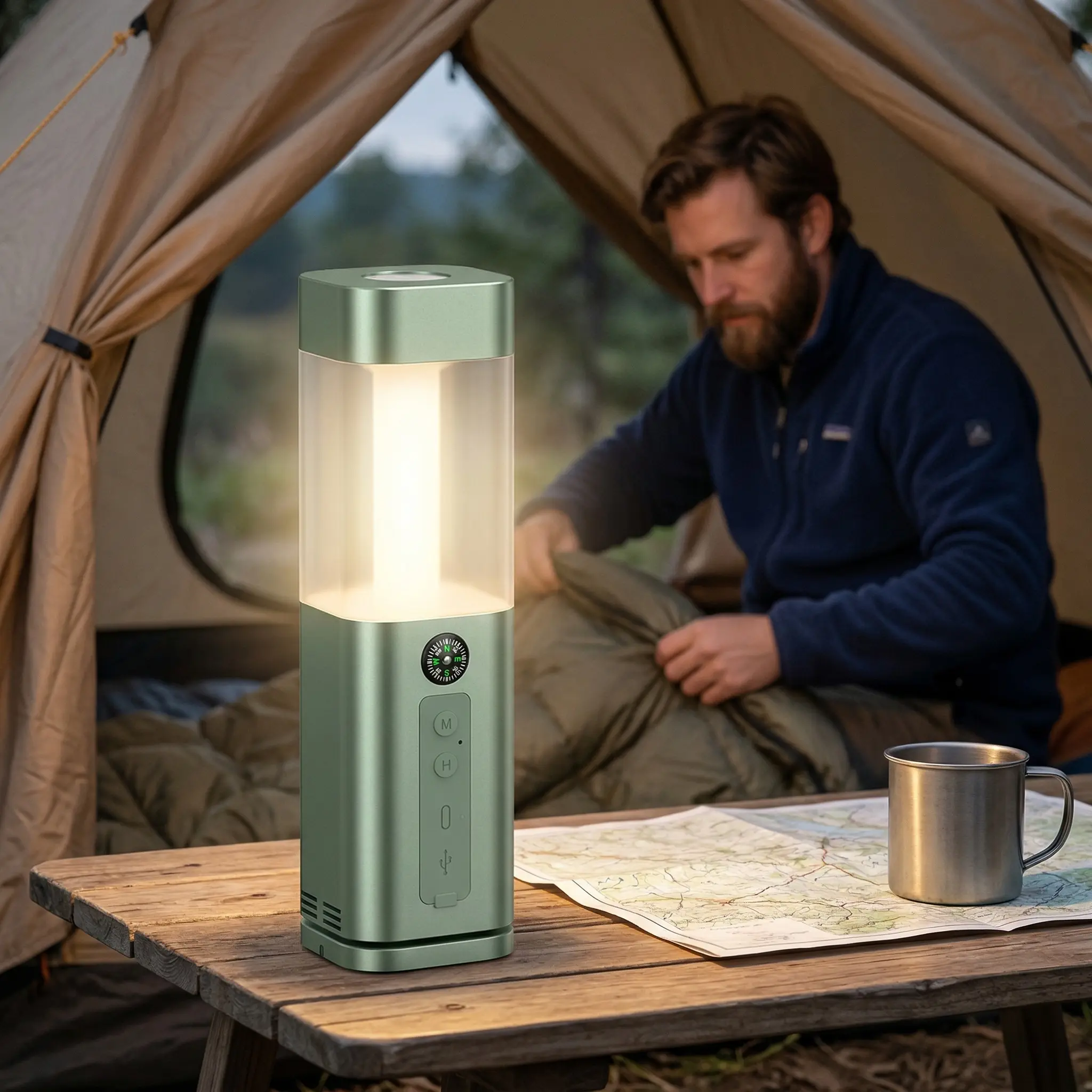Multifunctional Camping Lantern with Mosquito Repellent - 10000mAh Rechargeable, IPX5 Adjustable Waterproof, High Lumens High Power Super Bright LED Flashlight/Torch for Camping, Power Outage (Green)#tiktokshopbacktoschool#sohochic