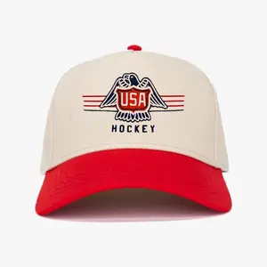 USA Hockey Embroidered Snapback Hat – Vintage Team USA Hockey Cap, Classic Eagle Logo Trucker Hat, Adjustable Patriotic Baseball Cap for Men Women Sports Fans Gift