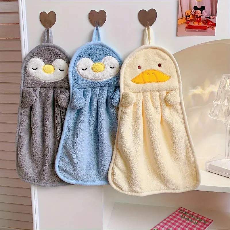 3-Pack Animal Themed Coral Fleece Knitted Fingertip Towels - Contemporary Style, Knit Blend Fabric, Fade Resistant Home Supplies, Knitted Towel