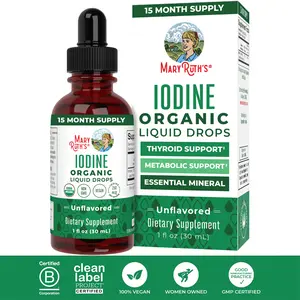 MaryRuth's Organic Iodine Liquid Drops - Potassium Iodide - Thyroid Health Supplement - 1 Year Supply - USDA Organic - Vegan - Non-GMO - 450 Servings