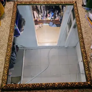 Antique Ornate Gold Rectangle Framed Wall Accent Mirror Horizontal for Bedroom Living Room Decor