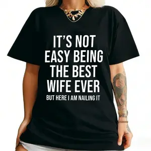 [Comfortable Sleepwear] Comfortable Women's Slogan Print Casual Sleepwear Dress | Short Sleeve Round Neck Tee Dress, Nightgown