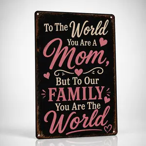 Aluminium Retro Decorative Mothers Day Sign with Heartfelt Mom Quote - Nostalgic Home Wall Decor, Outdoor Plaque Aesthetic Room Decoration