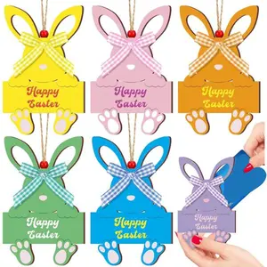 Easter Bunny Money Holder – 6pcs  Cash & Gift Card Holder for Basket Stuffers • Easter Gifts for Kids Toddlers Teens Boys Girls • Easter Basket Decorations & Cash Gift Idea