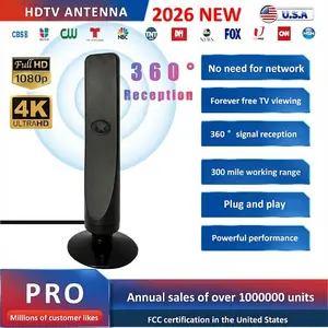 Portable Digital TV Antenna, Indoor/outdoor, Free Channels, Atsc 3.0, Dvb-T2, Uhf/vhf, Plug-And-Play, Home, Apartment, Hotel Use