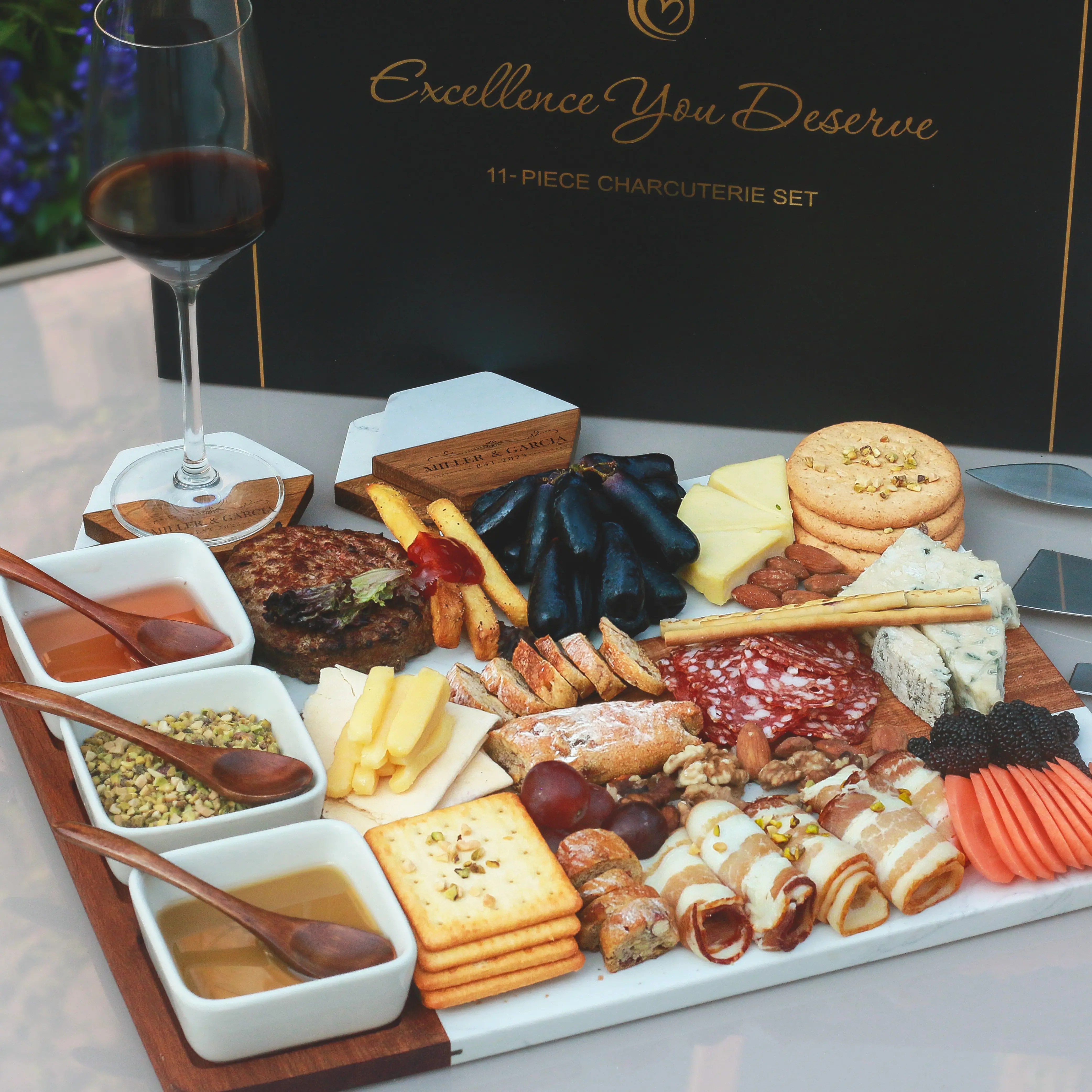 Charcuterie Board Personalized,Custom Cutting Board, Wedding Gift, Housewarming Gift, Unique Hostess Gift, Engraved Engagement Present,Cheese platter for serving with bowls & side trays