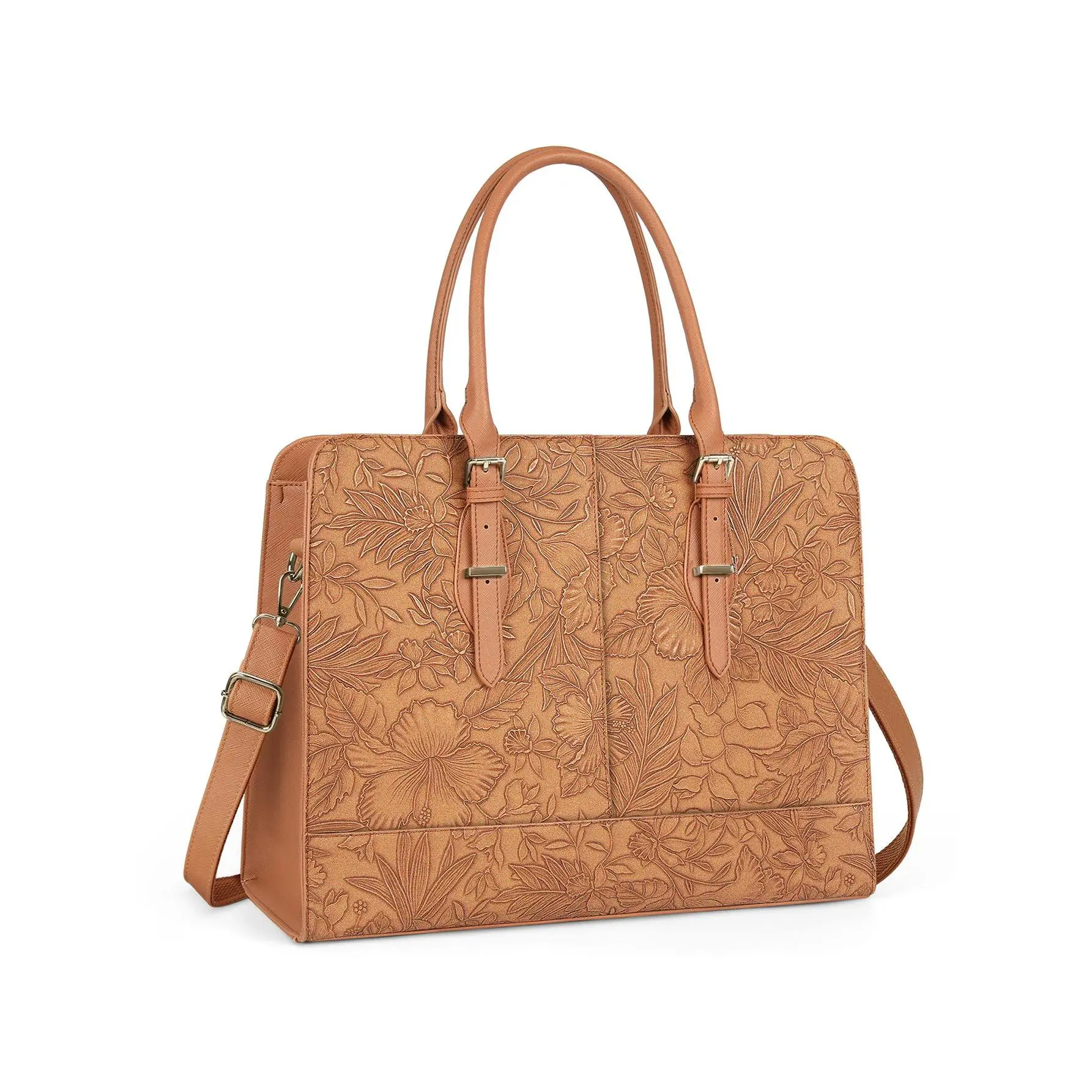 Laptop Bag For Women 15.6 Inch Laptop Tote Bag Waterproof Leather Work Bag Large Capacity Computer Tote Bag Professional Office Business Briefcase Lightweight Travel Handbag Shoulder Bag