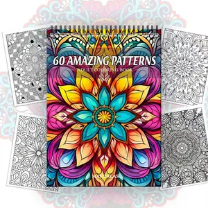 Mandala Pattern Coloring Book, 60 Pages Spiral Bound Multicolor Fill-In Book, Creative Art Journaling & Stress Relief