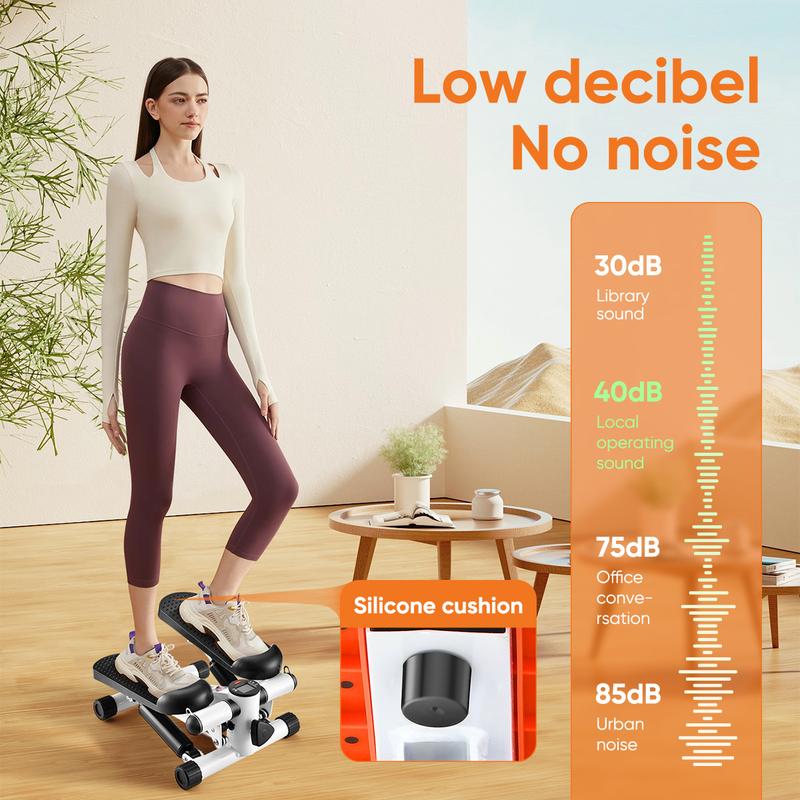 Steppers for Exercise at Home, Mini Stair Stepper with Resistance Bands,Adjustable Height Twist Stepper with 350lbs Loading Capacity, Exercise Equipment for Full Body Workout