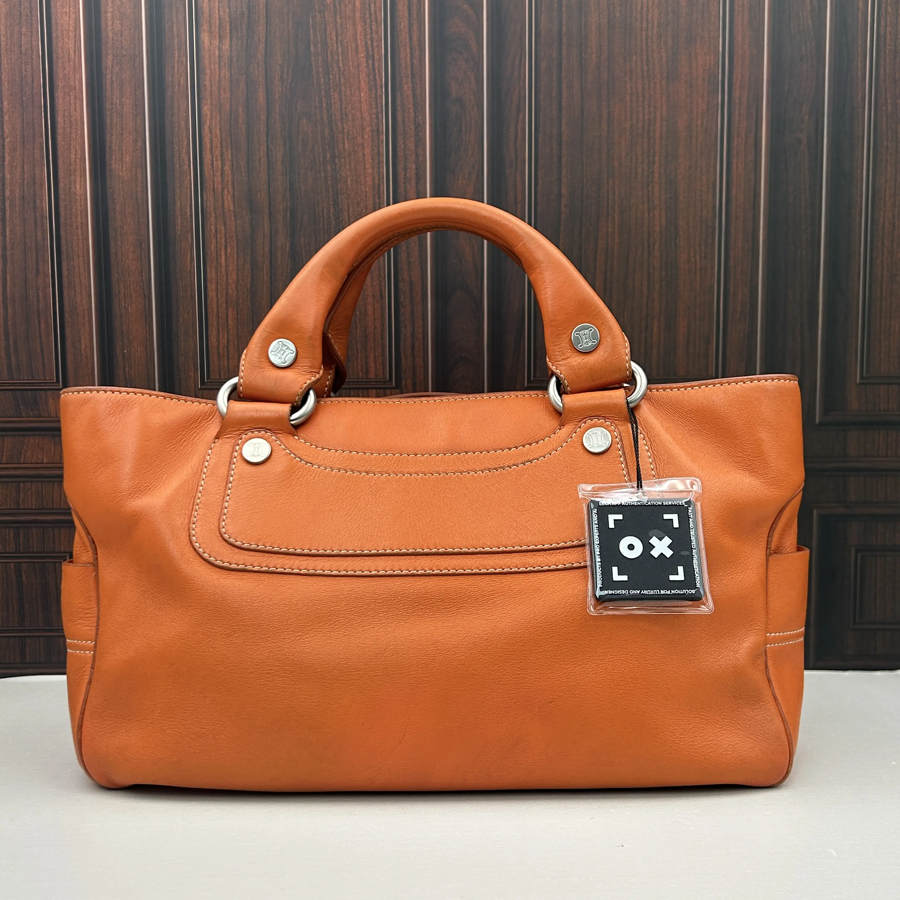 Pre-owned Celine eline Boogie Orange Leather Hand‑Carried Tote Bag 888