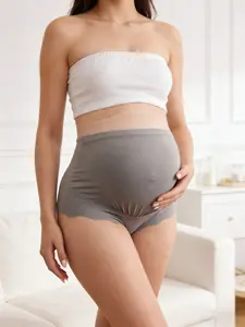 Maternity High Waist Underwear, Comfortable Seamless Design, Perfect for Pregnancy, Casual Style, All Seasons Wear, Midi Dress Length, Pregnancy Shapewear