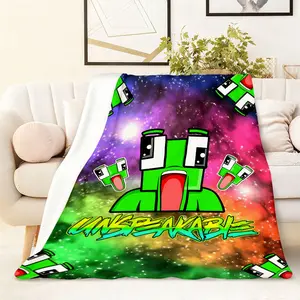 Unspeakable Themed Flannel Blanket 270G Soft Warm Cartoon Character Print Throw Blanket for Kids Teens Bedroom Sofa Couch Travel All Season Cozy Fleece Blanket Figure Print Blanket Cartoon Pattern Blanket Official Merchandise