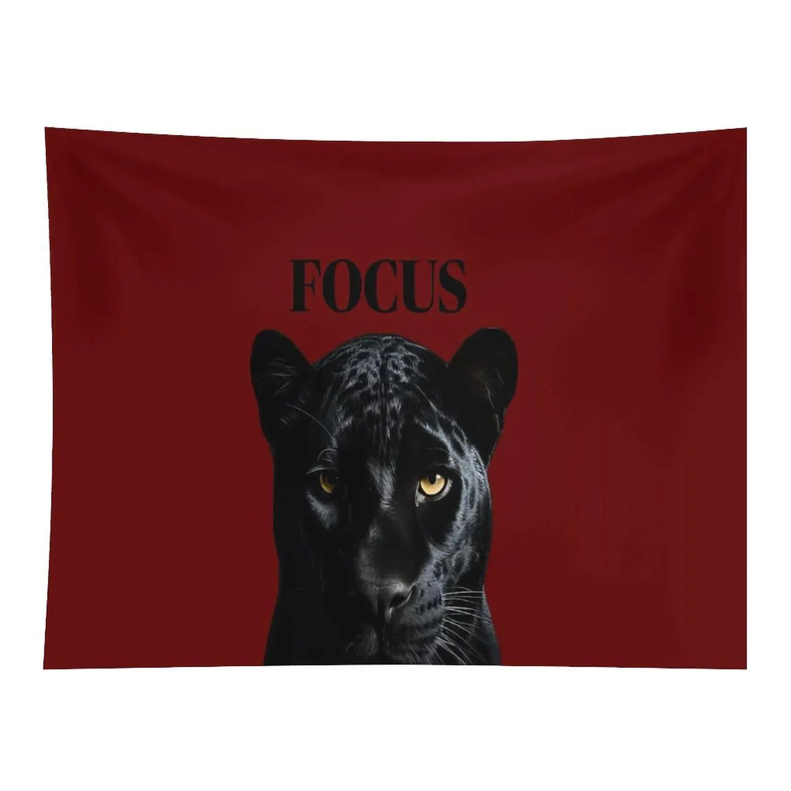 Black Panther Wall Tapestry - Red Background, FOCUS Design, Yellow Eyes, Powerful Wild Cat Minimalist Art Decor, Aesthetic Cool Room & Wall Decor Hanging Ornament for Bedroom Office, Room Decor