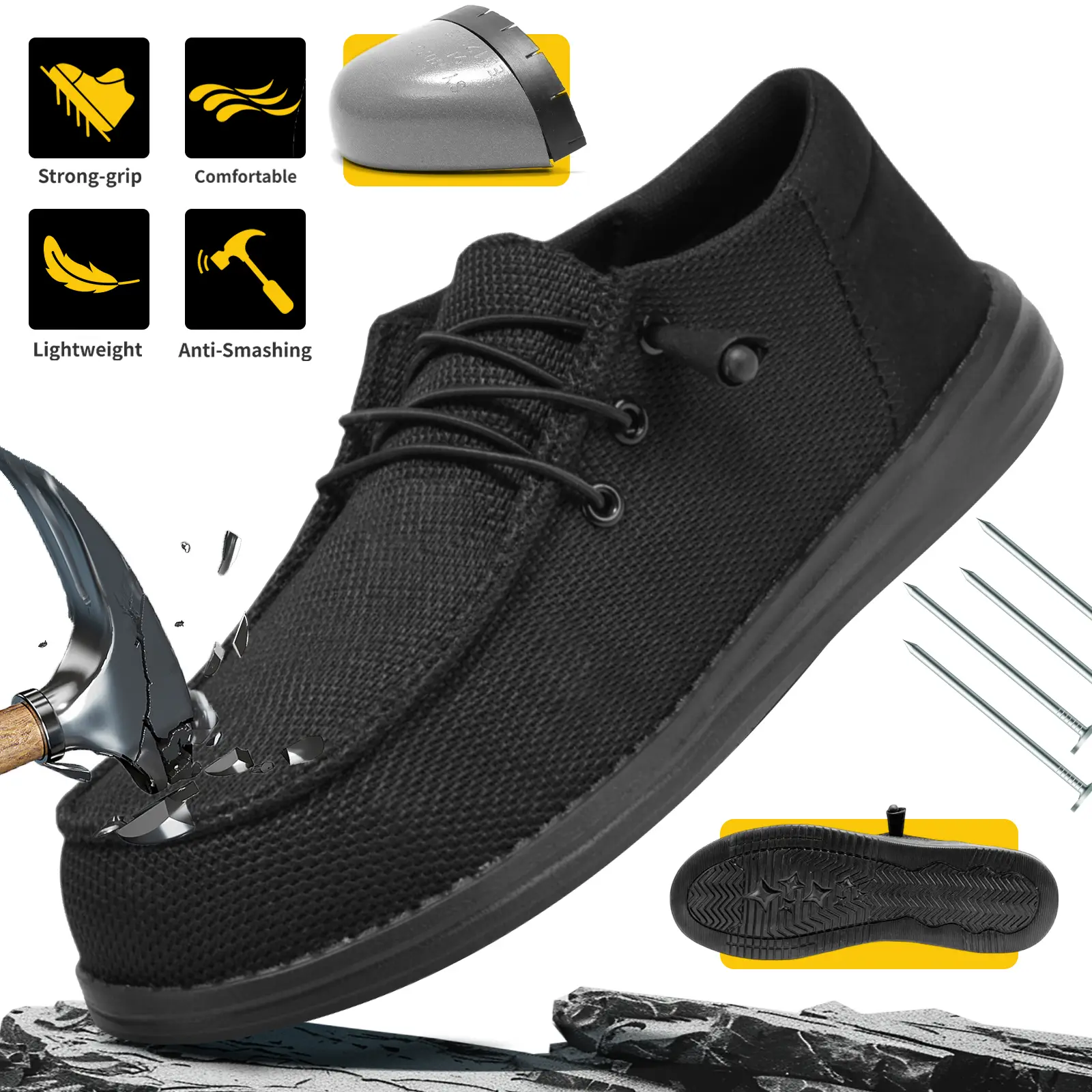 Steel Toe Shoes for Men Women Safety shoes Work Shoes stylish shoe construction work shoe Lightweight and Comfortable Loafers work safety sneaker Slip