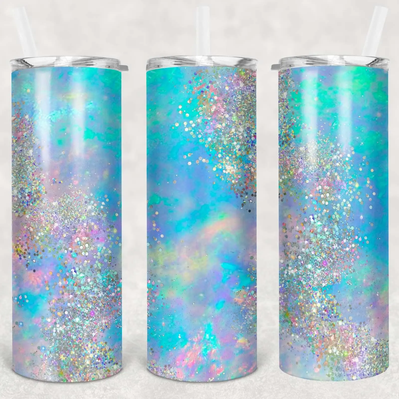 Opal Glitter 20 oz Tumbler with Lid and Straw