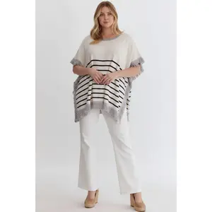 Neutral Stripe Oversized Tunic Top