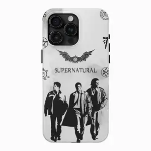 Supernatural Silhouette Wings Phone Case Black and White Aesthetic Fan Gift Compatible with iPhone 11-17 Pro Max/Plus and Samsung Galaxy S23-25