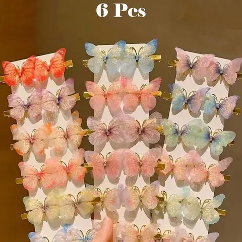 Random Color Butterfly Design Hair Clips, Butterfly Hair Clip Set, Cute Hair Accessories for Women & Girls, Elegant All-match Fashion Accessories for Daily Wear, Flower Hair Clip, Hair Decor, Hairclips