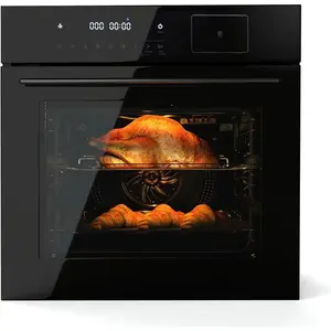 Single Wall Oven 24 in, 2.5 Cu.f (70 L) Built-in Electric Oven with 108 Smart Menu & 8 Baking Modes Air Frying Function, Touch Control, Stainless Steel, Black