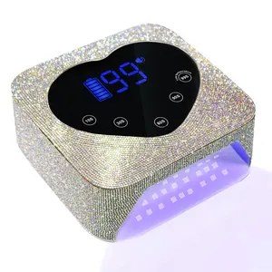 BETE LED Diamond Nail Lamp, 72W UV Light for Gel Nails LED Nail Dryer with 5 Timer, Smart Sensor, 30pcs Long-Lasting LED UV Bulbs, Dual USB Interface, Fast Curing Gel Nail Polish Portable Nail Manicure Salon Dryer Silver