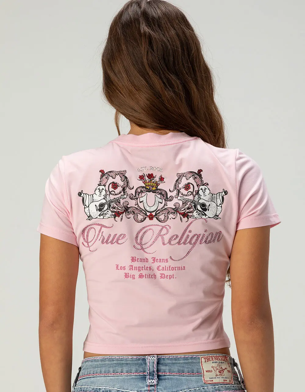 TRUE RELIGION Crystal Buddha Womens Baby Tee