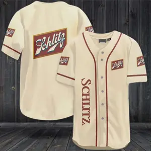 Schlitz Beer Baseball Jersey – Schlitz Vintage Beer Logo Button Down Baseball Jersey Shirt, Schlitz Brewing Classic Beer Brand Jersey, Retro Beer Lover Gift, Drinking Party Streetwear Jersey, Unisex Baseball Jersey for Men Women
