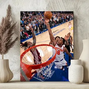 Hand of God, OG. Retro Basketball Canvas Prints Vintage Sports Wall Art Aesthetic Poster Quirky Animal Oil Painting Style Fun Picture Canvas for Teen Room Bedroom Studio Unique Wall Decor Home Decor Picture with Wooden Frame