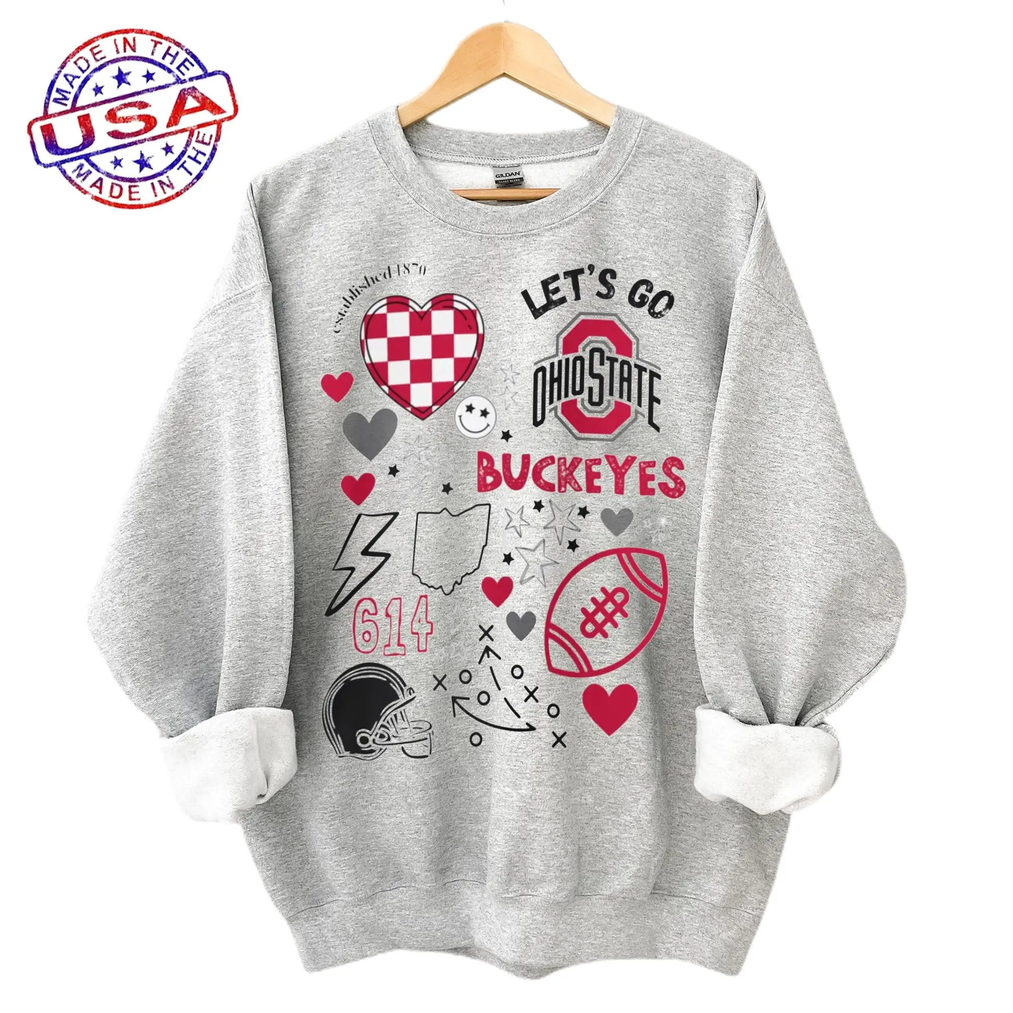 Vintage Icons Ohio Sweatshirt, Cute Meme Football Hoodie, College Football Crewneck T-Shirt for Fans