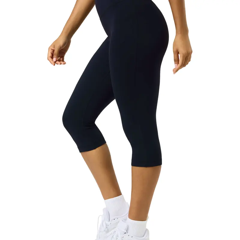 PAVOI Women's High Rise Capri Leggings - No Front Seam, FlexFlow Fabric, Customizable Fit, Breathable Active Gym Pants for Gym, All Seasons Cold Wash Athletic Bottoms Athleisure Fitness Pants