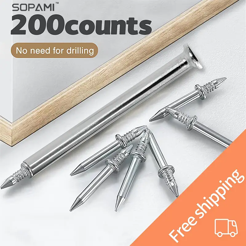 200PCS Invisible Double-Headed Nails for Wall Mounting on Baseboard, Door Panel, Mirror, Photo Frame, No Tools Needed, Easy Installation