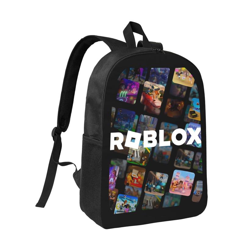 Roblox Collage Print Backpack for Kids & Teens - Casual School Travel Daypack with Stylish Gaming Theme - Versatile & Practical for Daily Use