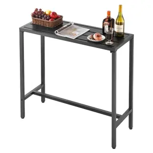 Summervibes VEVOR Outdoor Bar Table, 39.4x 15 in Patio Bar Table, Waterproof Top Sturdy Metal Frame, Rectangle Counter Height Dining Tables, Outdoor Furniture for Balcony, Yard, Hot Tub, Poolside, Indoor