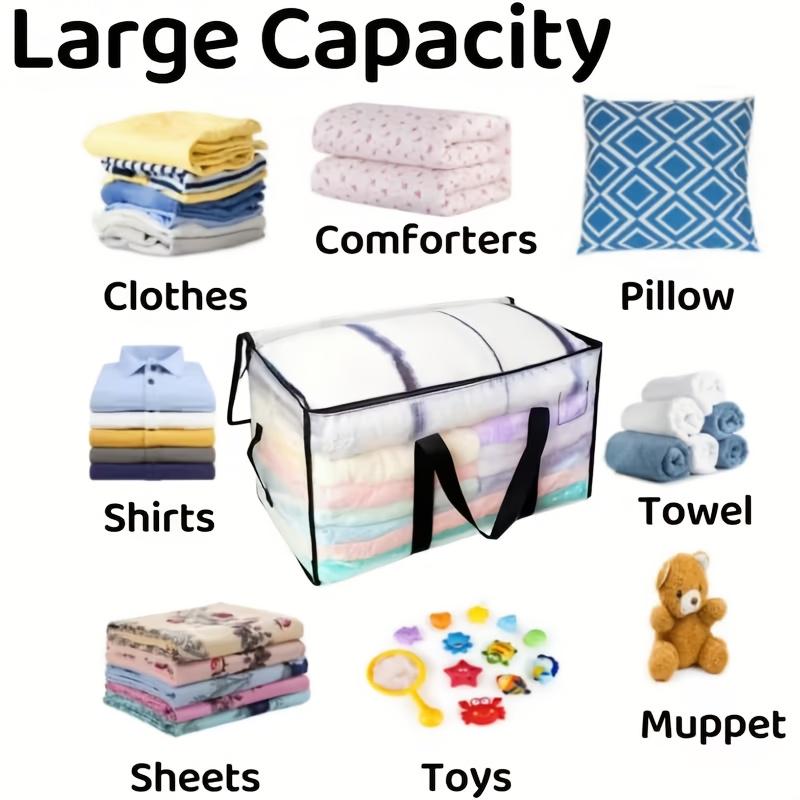 Heavy Duty Clear Storage Bags 3/6pcs - 74x36x33cm Extra Large Moving Boxes with Zipper Handles, Waterproof Clothes Organizer f Heavy Duty Clear Storage Bags 3/6pcs - 74x36x33cm Extra Large Moving Boxes with Zipper Handles, Waterproof Clothes Organizer f