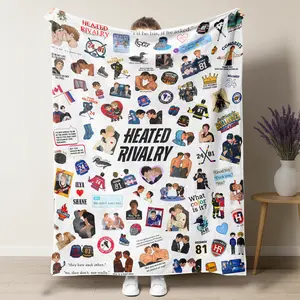 Heated Rivalry Collage Themed Blanket Ilya & Shane Hollanov 24/81 Hockey Romance Merch BL Blanket Sofa Bedroom Dorm Couch Office Car Travel Home Bedding