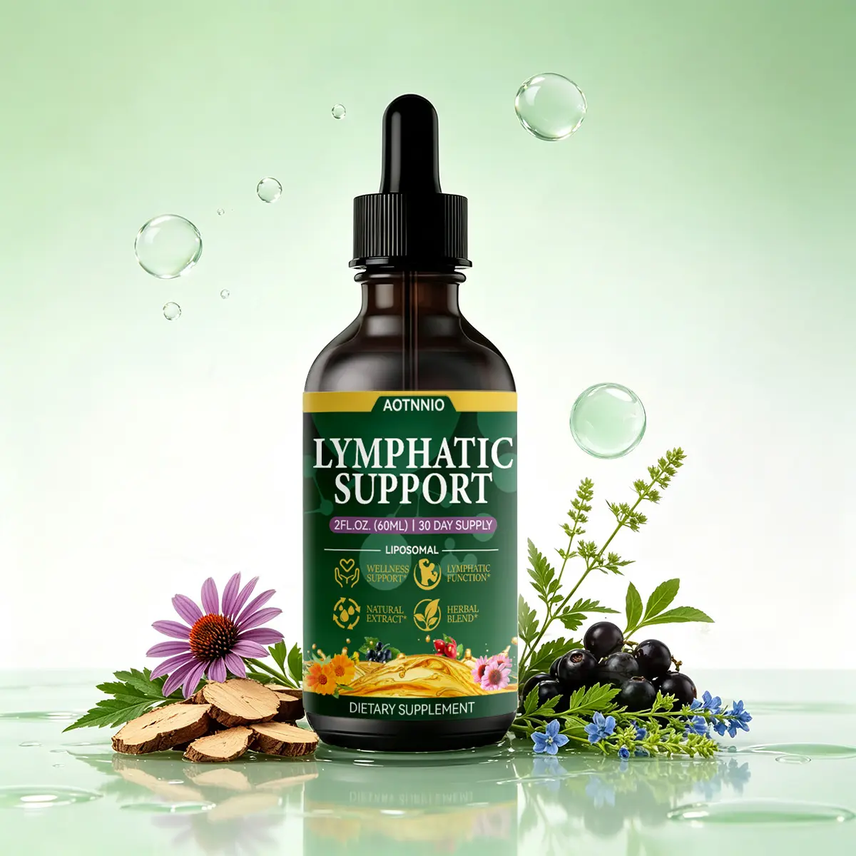 Natural Lymphatic System Drops，Blue Vervain Aerial Parts for Lungs, Lung Cleanse, Supports Lymphatic Wellness,Botanical Wellness Formula for Daily Routine, Herbal Gentle Nourishment