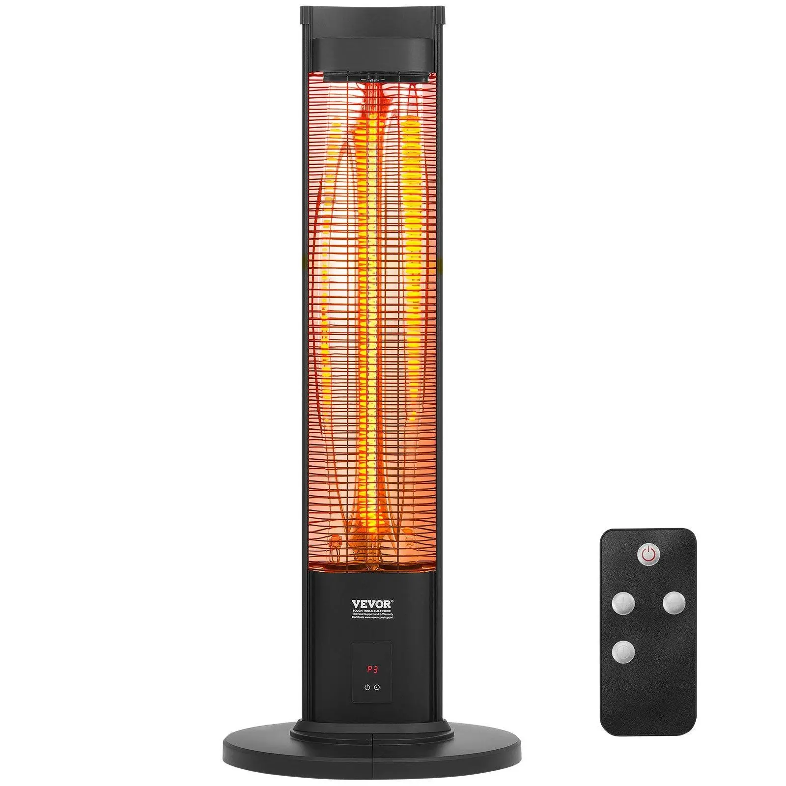 【summerfinds】VEVOR Infrared Heater, 1500W Remote Control Electric Space Heater, Patio Heater w/ 3 Speeds & Timer & Tip-Over Protection, Outdoor/Outdoor for Bedroom,Studio,Porch,Dining Room,Studio, Stand,40in L